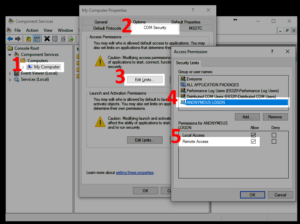 RSAT dcomcnfg settings