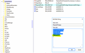 LanmanServer RequiredPrivileges