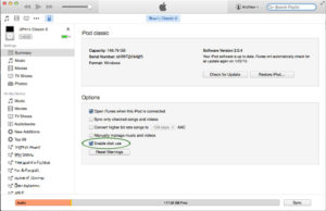 iTunes - Enable disk use