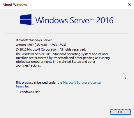 Windows Server 2016 Version 1607